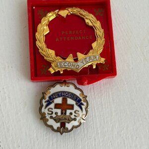 "Little's System Cross & Crown "Methodist"  Pn 1/10 10KT Gold Plated Enamel